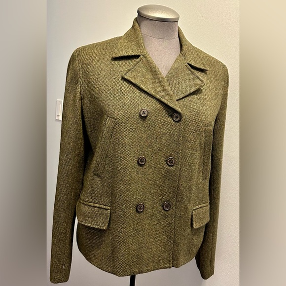 NWOT RALPH LAUREN Lamb’s Wool Bomber Jacket Cropped Double Breasted - Picture 2 of 13